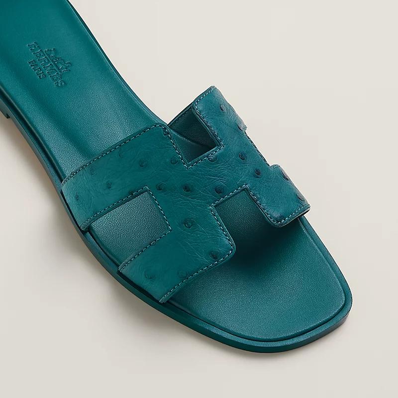 Giày Hermes Oran Sandal Nữ Xanh Dương Họa Tiết